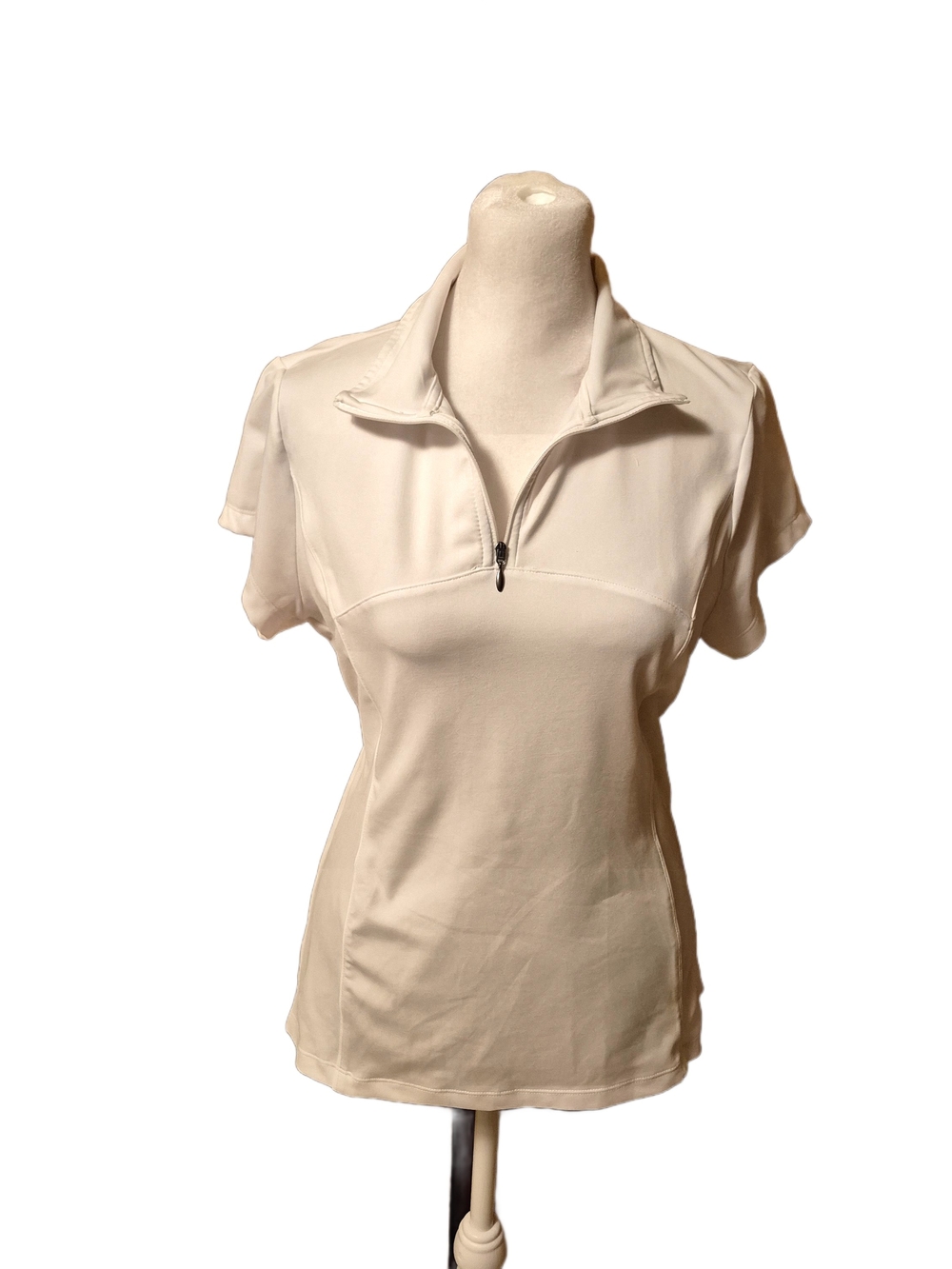 tek gear Women's Short Sleeve Half-Zip Top in Cream